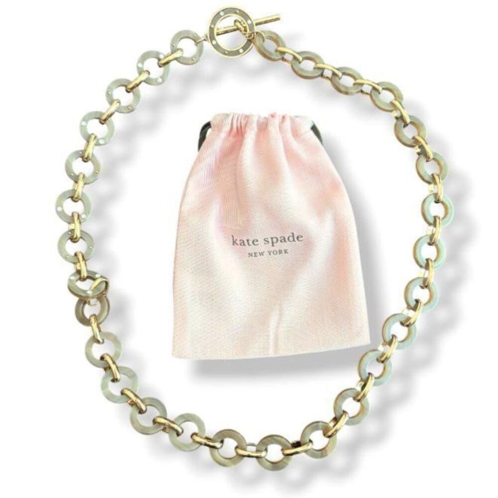 Kate Spade Out Of Her Shell Round Link Necklace Cream Lucite Crystals Toggle